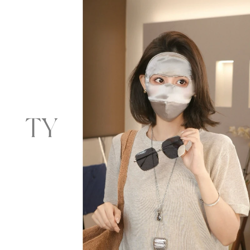 太一100%桑蚕丝防晒面罩开车户外防紫外线脸基尼全脸医美防晒面罩