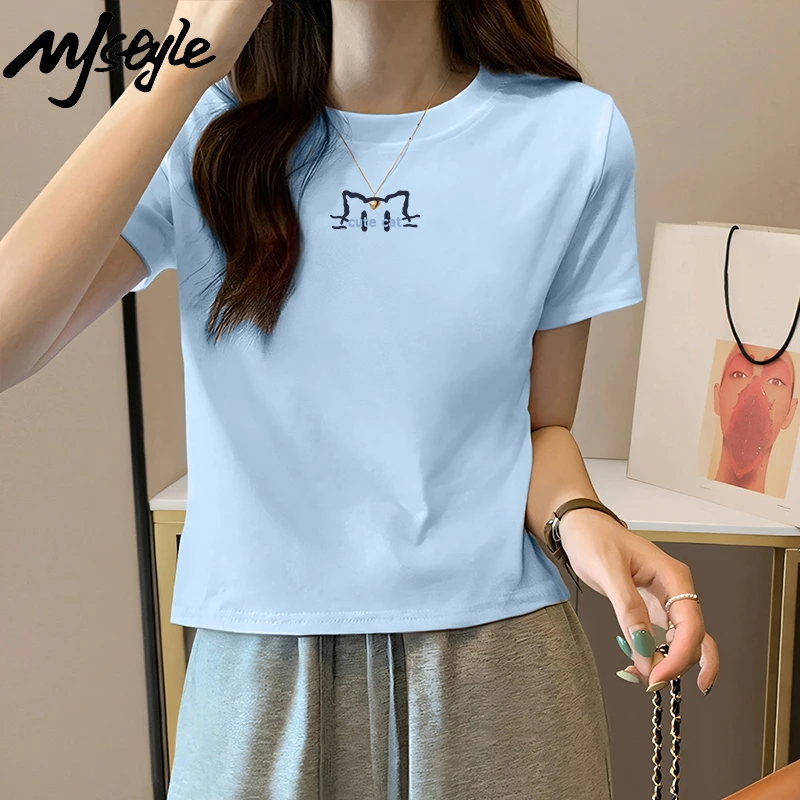 MJSTYLE重磅纯棉基础款短袖T恤女2025夏季新款美式简约半袖上衣
