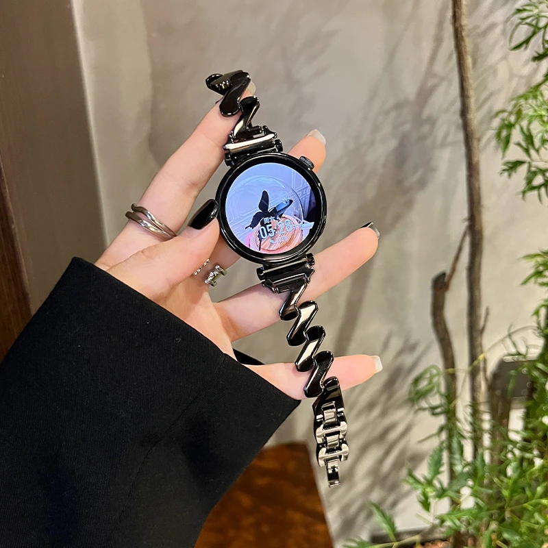 适用oppowatch x2 mini表带新款Watch X2 Mini女款波浪纹金属腕带