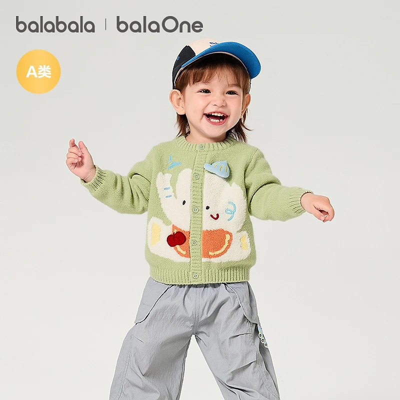 【balaOne】巴拉巴拉宝宝毛衣儿童线衫2025新款冬装针织开衫上衣趣