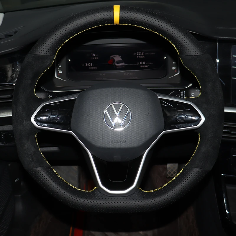 大众途观方向盘套手缝真皮途岳昂速腾凌渡宝来ID463X揽镜迈腾CC