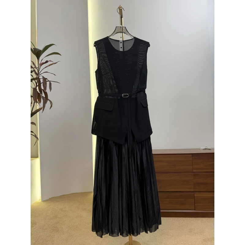 【赫本序曲】夏季新款气质套裙显瘦时尚黑色百搭LW80693