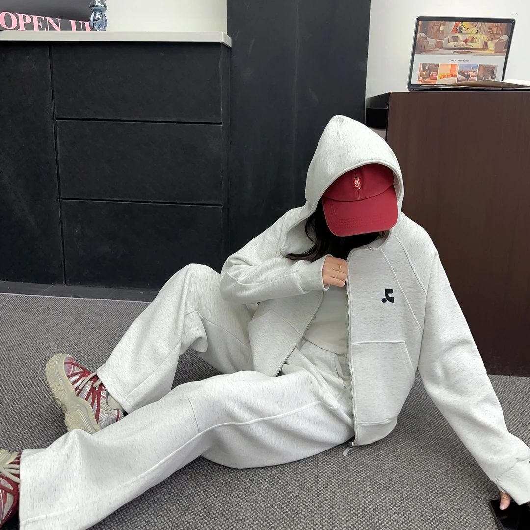 2025春款长袖短款开衫套头套装卫衣休闲小香风气质宽松百搭