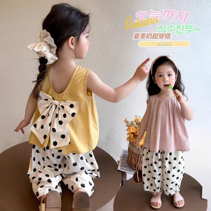 新款女童装洋气夏季套装2025新款背心短裤韩系海边穿搭夏装两件套