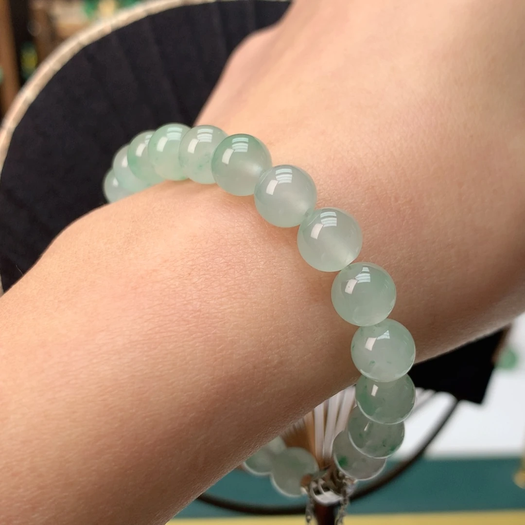 石英质玉（非洲翠）未镶嵌冰飘花精品手串