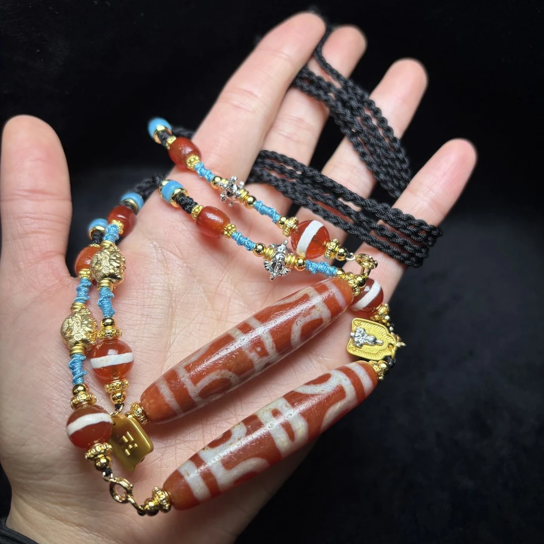 【文玩专场】 YZ79994-玛瑙diy脖挂(莲师三)-多样性发其一-12*58㎜