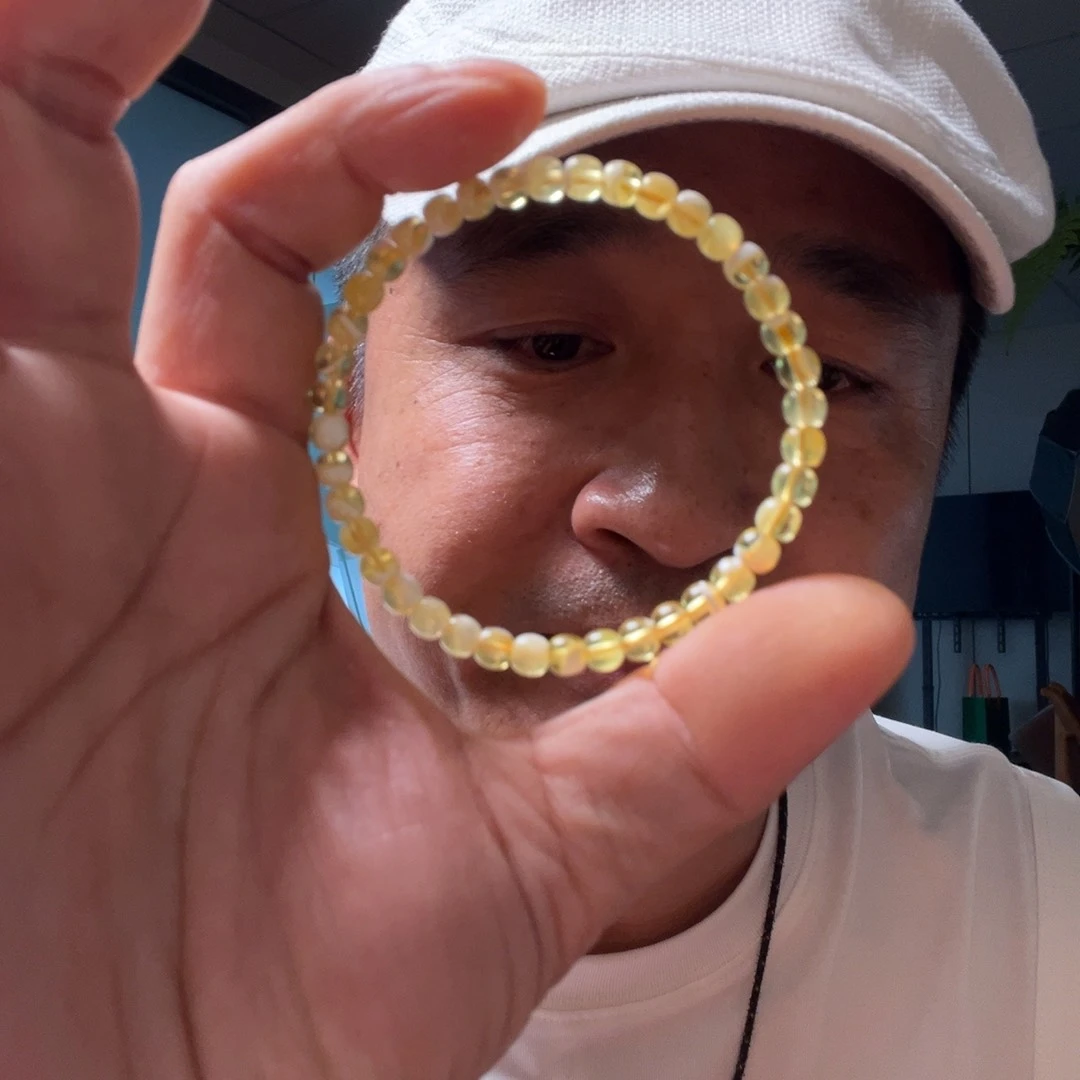 未镶嵌琥珀手链5mm金白迭代