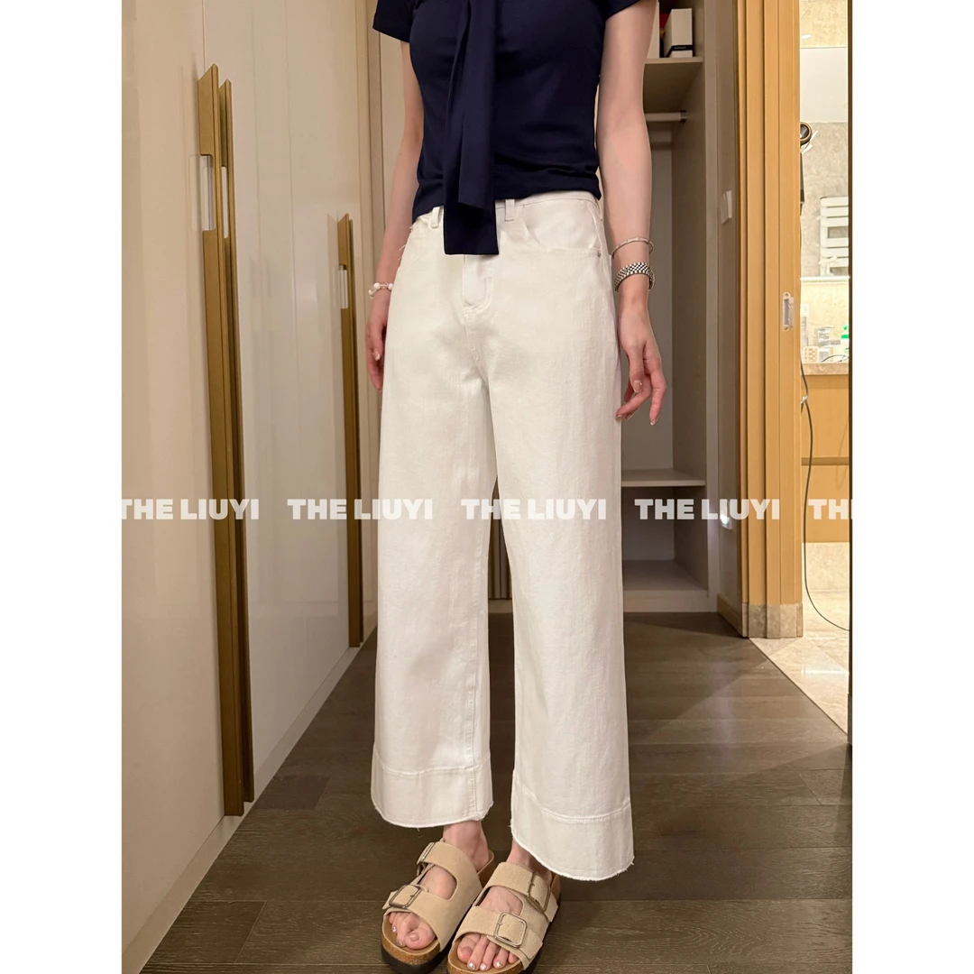 【LIUYI】牛奶裤~夏季高腰四面弹直筒九分牛仔裤55306