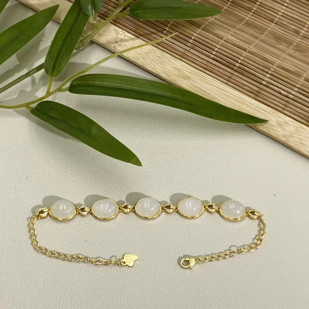 【非遗珍宝】925羊脂和田玉手链 约9*7mm（多样性发其一）