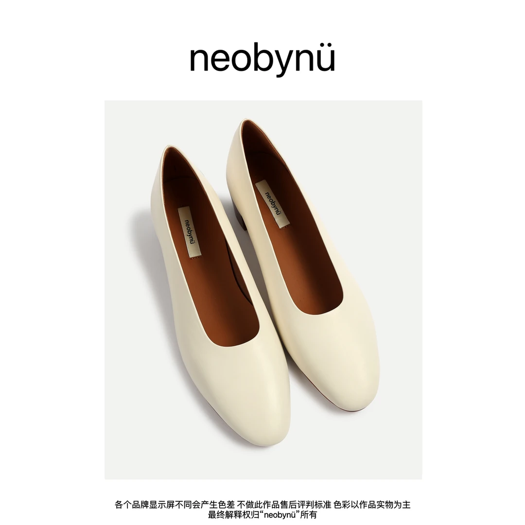 【neobynü】3.5公分跟~法式优雅THER~W风~复古单鞋浅口低跟皮鞋百搭