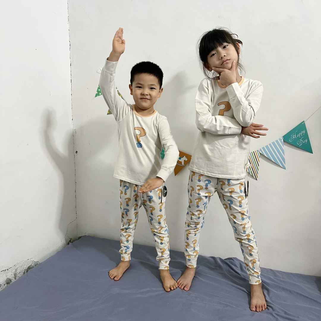 （AB版问号）春田暖莱卡棉宝宝贴身秋衣秋裤套装无骨家居服