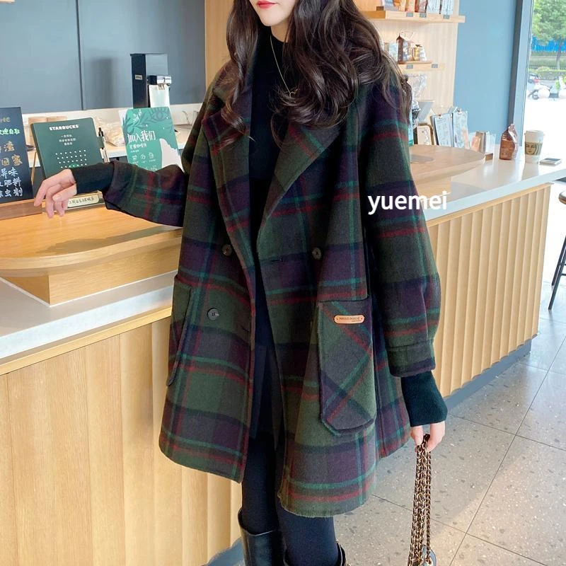 加厚呢子新款羊毛女款双面美拉德女大衣洋气遮肉150中长款毛呢