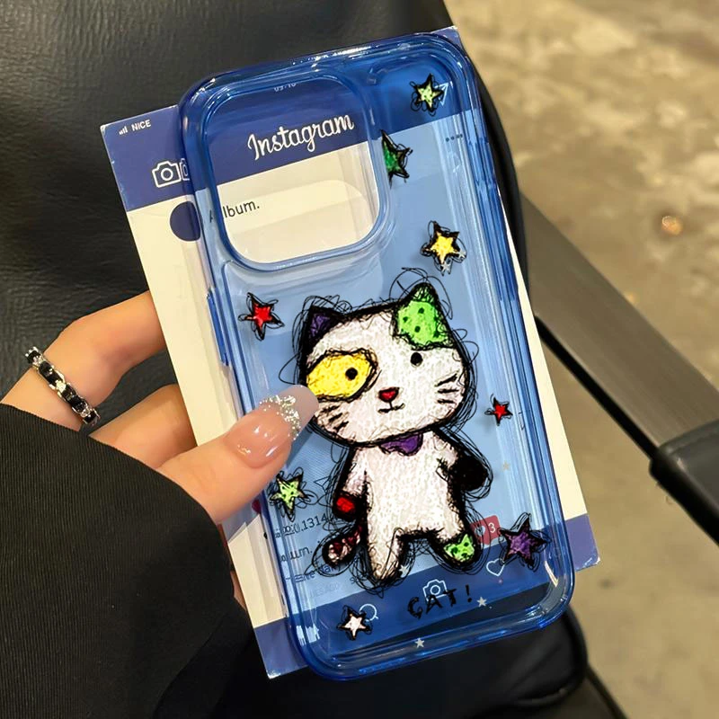 潦草星星小怪猫适用iPhone16苹果14_15PROMAX软13手机壳12防摔11X