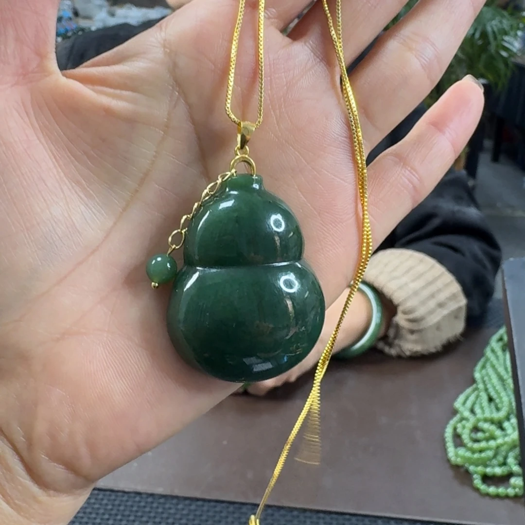 和田玉（碧玉）银S925镶嵌颈饰