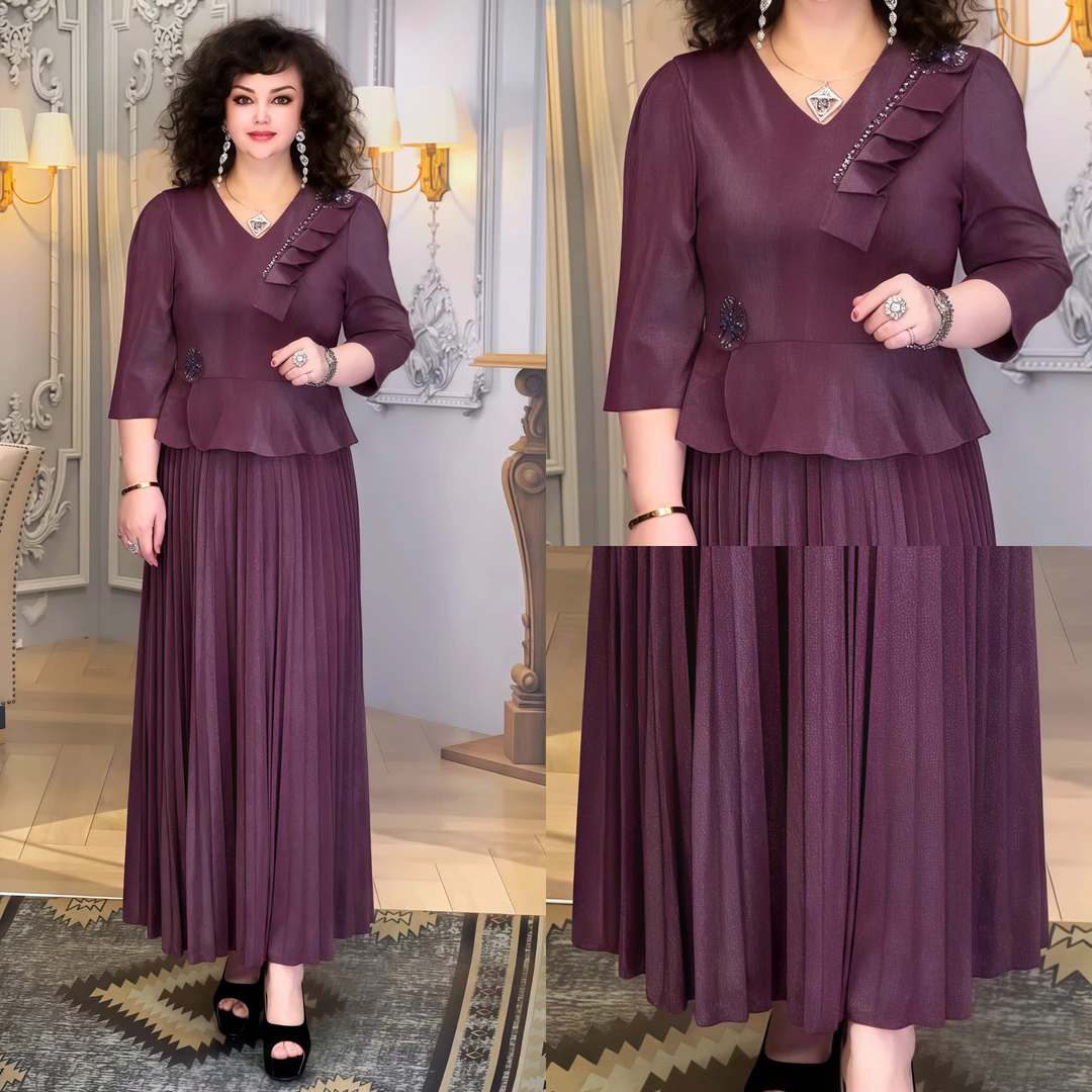 娜孜妮大码辣妈时尚女装 | 美美四色连衣裙