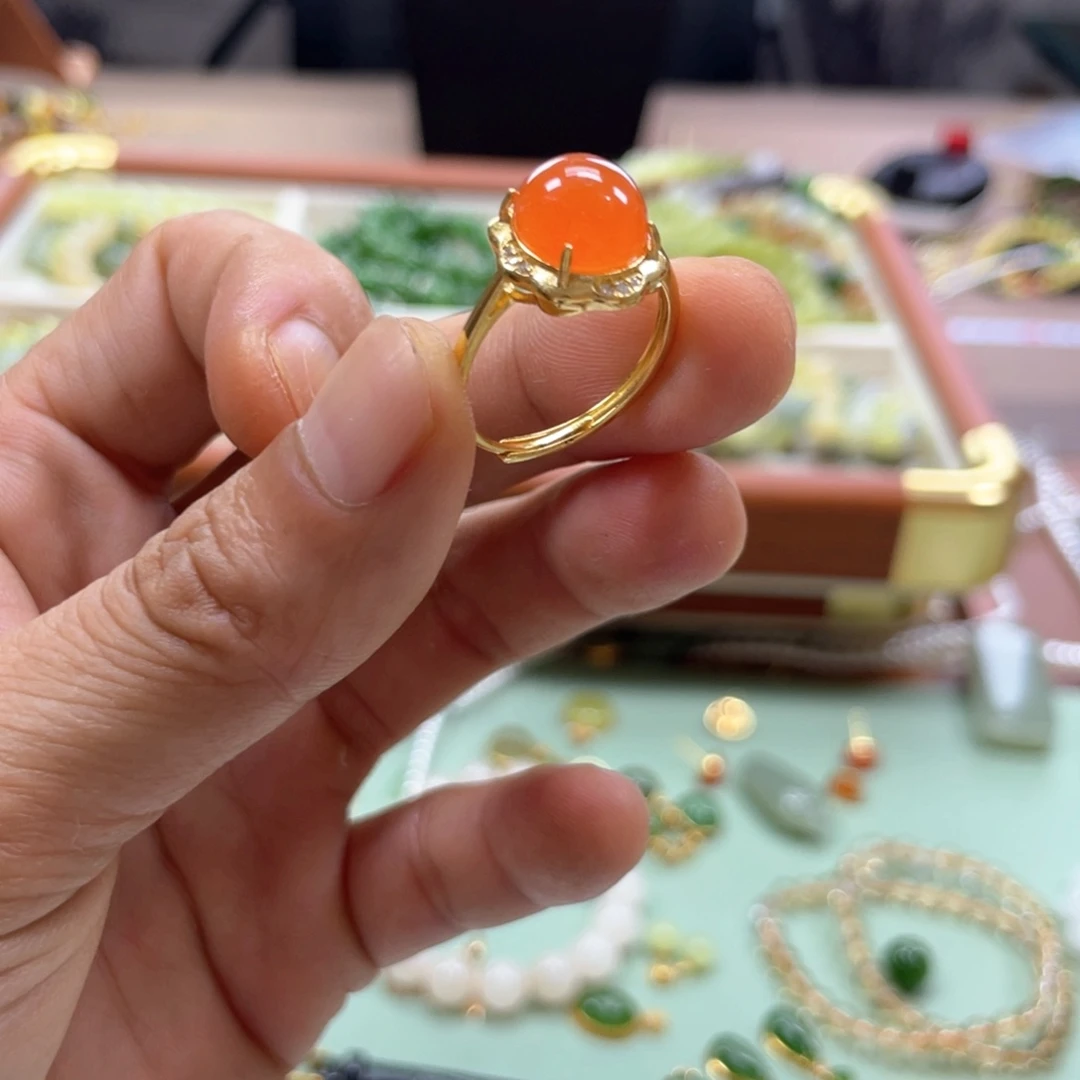 银S925镶嵌南红玛瑙耳饰