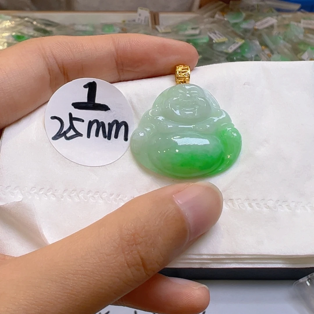 吊坠(不含链)18K金镶嵌翡翠