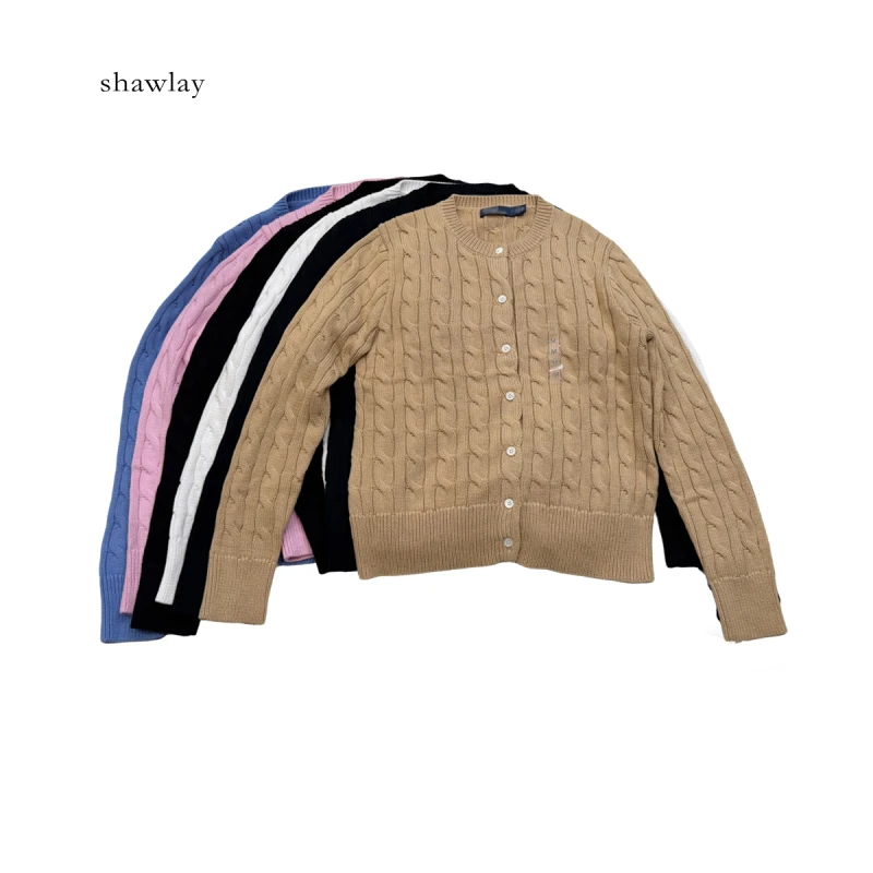 100棉秋季圆领针织开衫短款毛衣CL4019