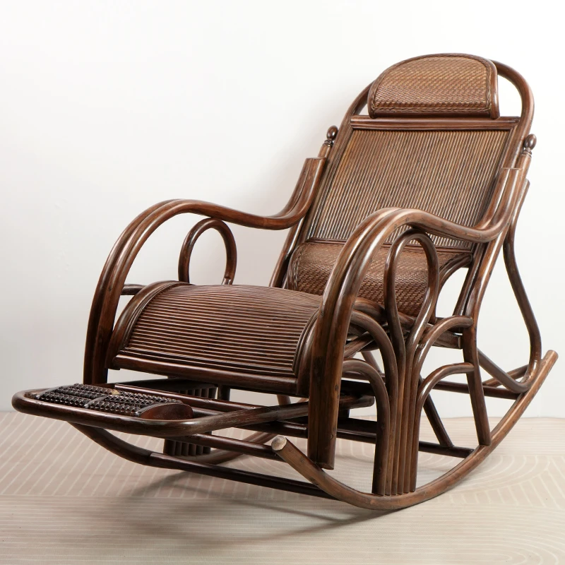 室内摇摇椅躺椅阳台家居老人大人午睡藤编摇摇椅真藤懒人逍遥椅