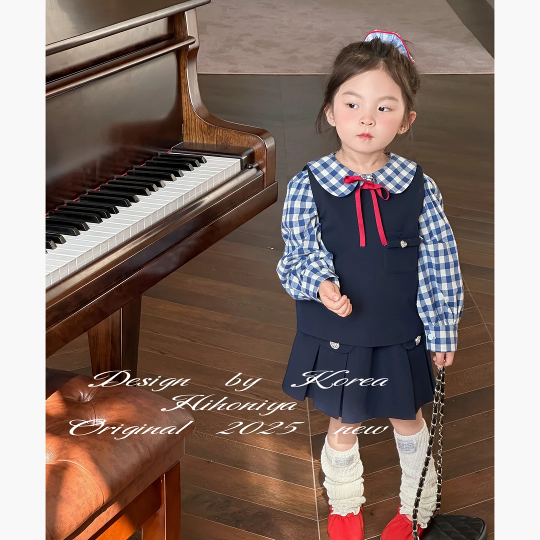 【美院新生】三Hihoniya~2025春季新款学院风格子娃娃领套装