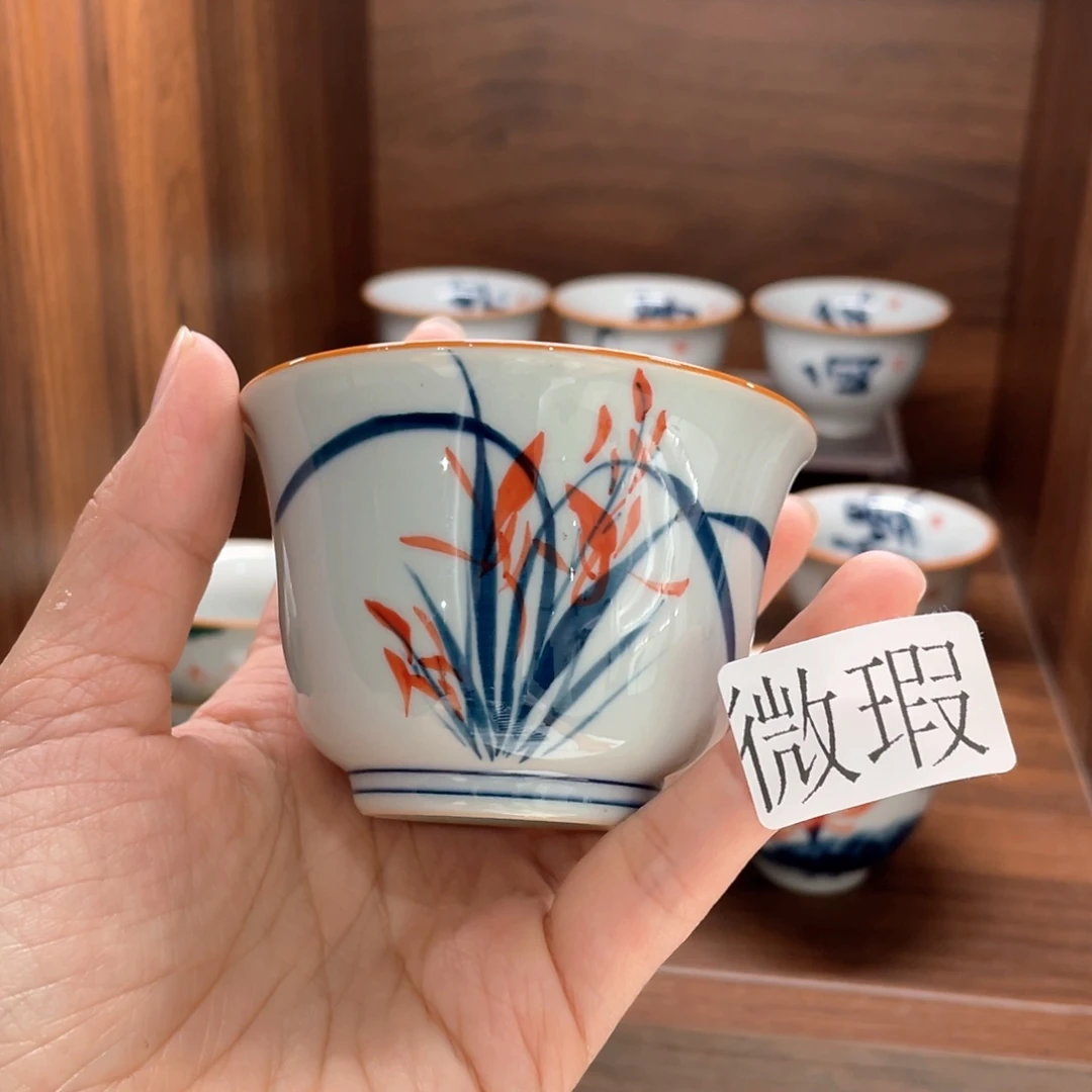 釉下手绘茶具微瑕