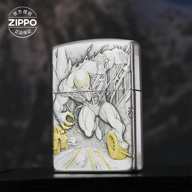 ZIPPO/之宝打火机镀银鎏金盔甲毒液DYJ1