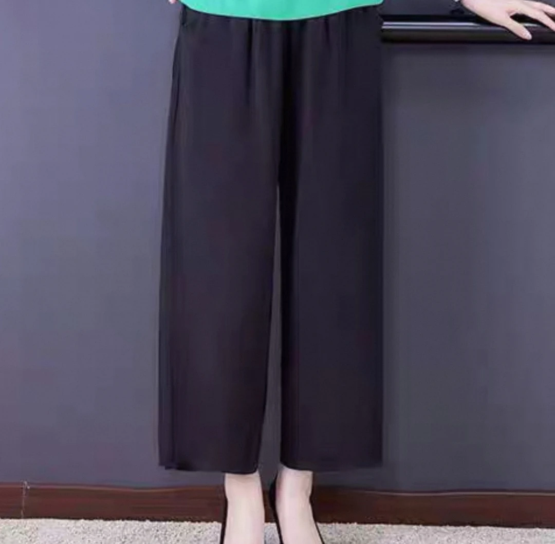 黑色九分休闲裤-0483