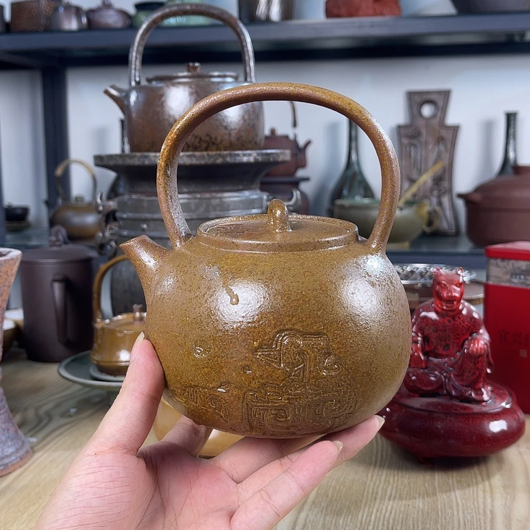 碟紫砂粗陶实用煮水壶