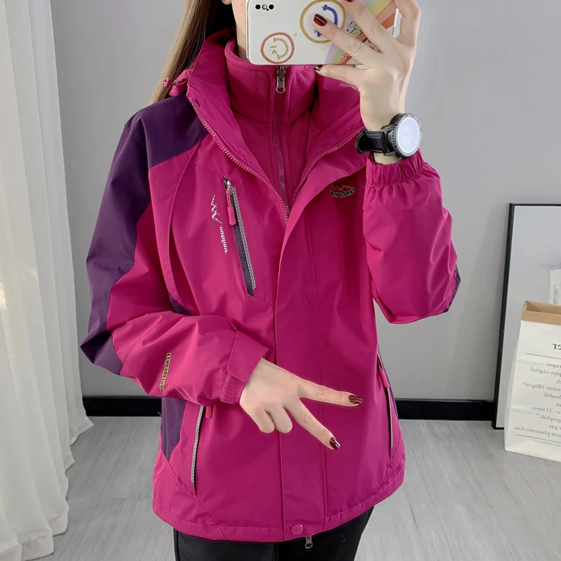 三合一两件套冲锋衣女可拆卸内胆防风防水保暖秋冬户外登山服外套