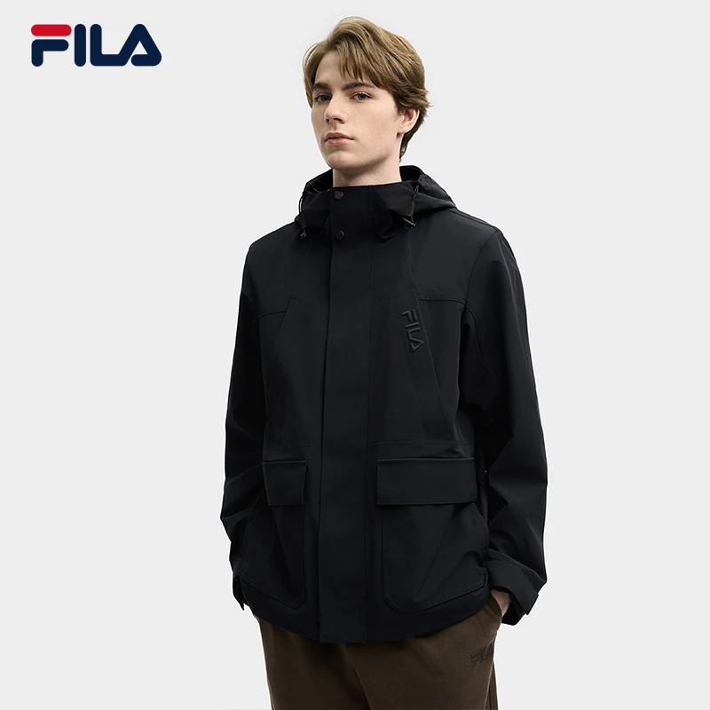 FILA斐乐男士25新款户外防风保暖连帽运动休闲外套F11M518713F
