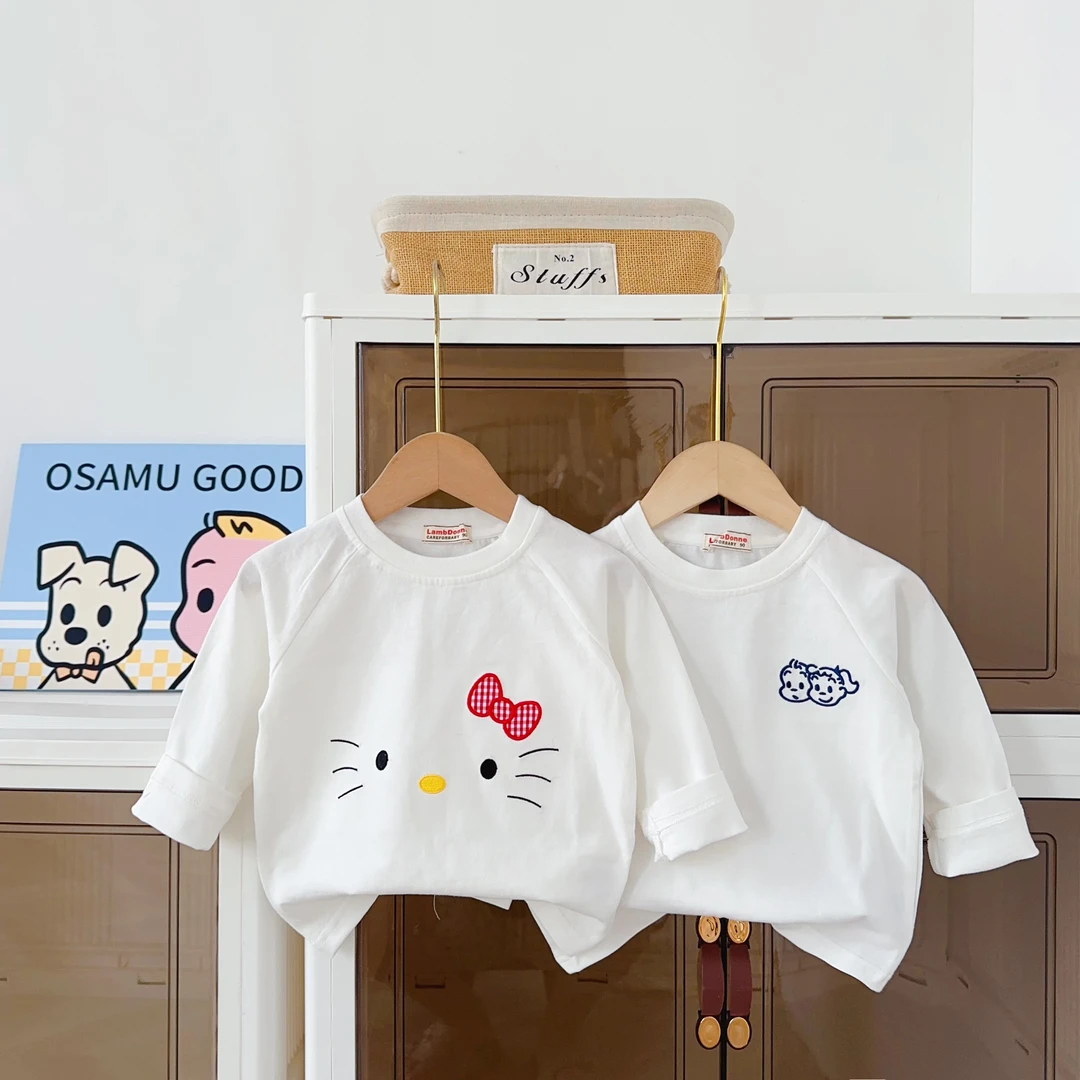 儿童春秋长袖A类纯棉吸汗打底吸汗日式韩版T恤春秋洋气男女宝宝