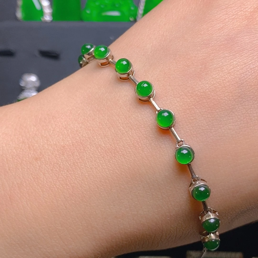 颈饰银S925镶嵌翡翠手链