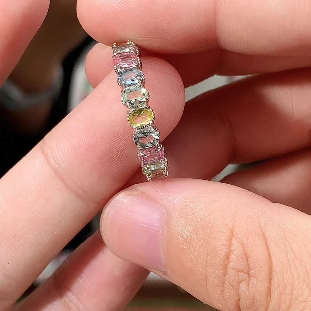 戒指银S925镶嵌碧玺