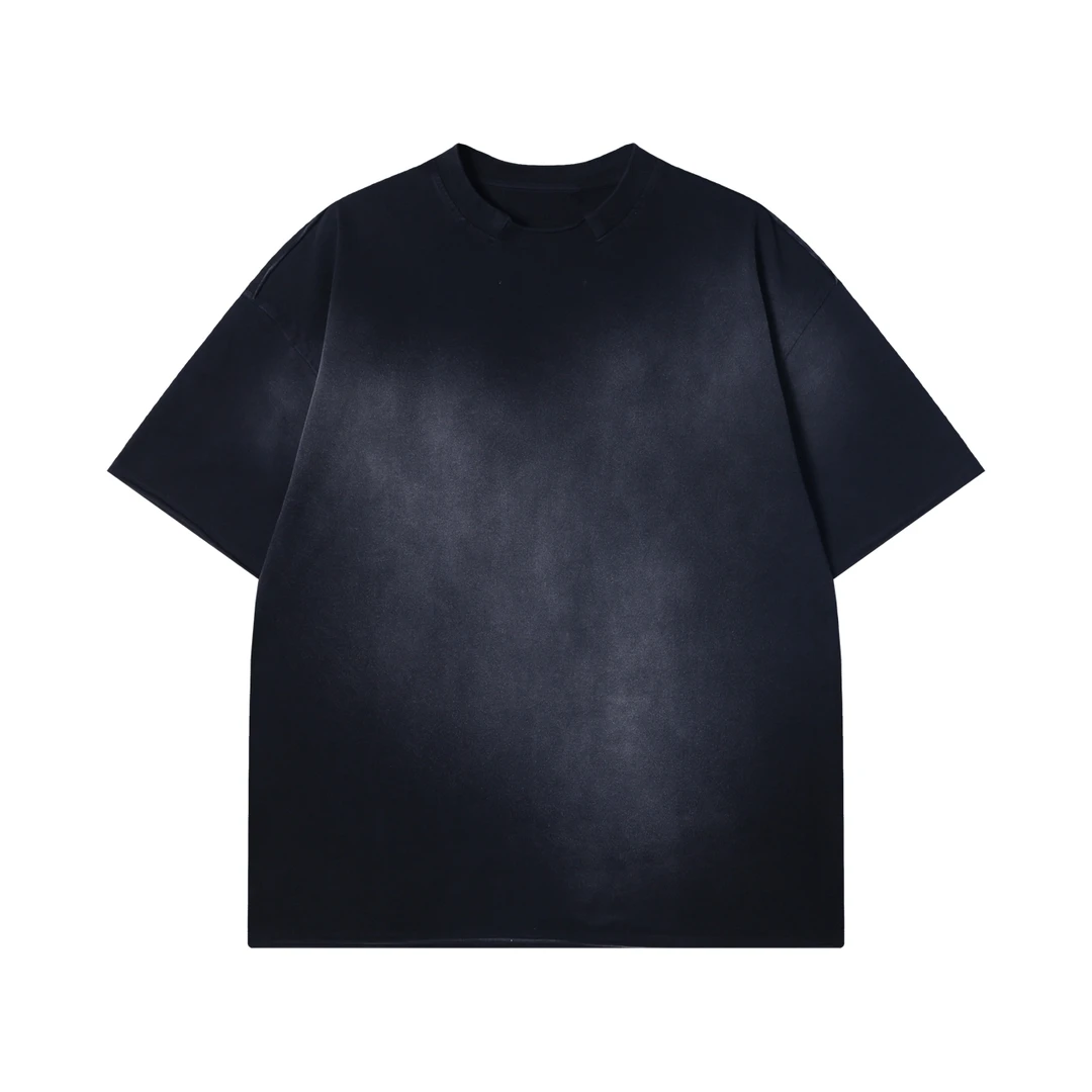 夏季高级感新款韩版磨破做旧圆领短袖T恤小众设计百搭套头上衣