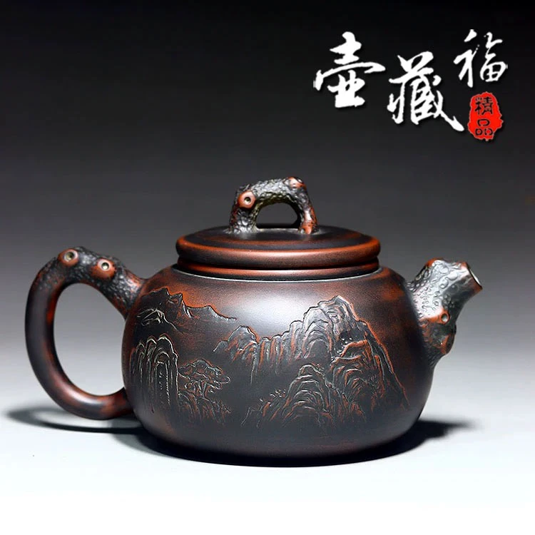 壶藏福仿古壶黎昌权钦州坭兴陶茶壶名家纯手工紫泥壶复古家