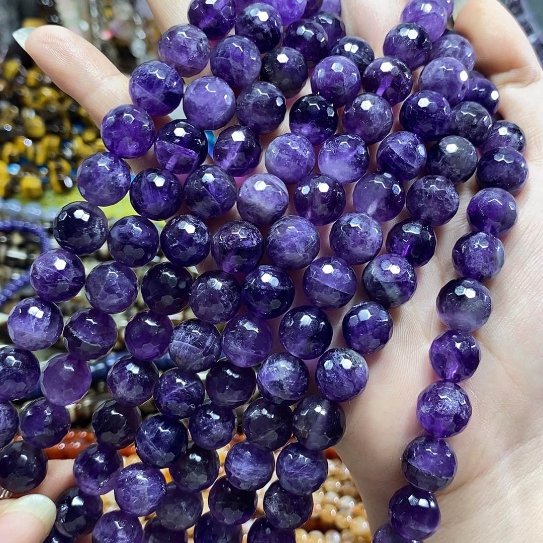 玛瑙/玉髓未镶嵌珠宝半成品紫水晶一条卡12mm