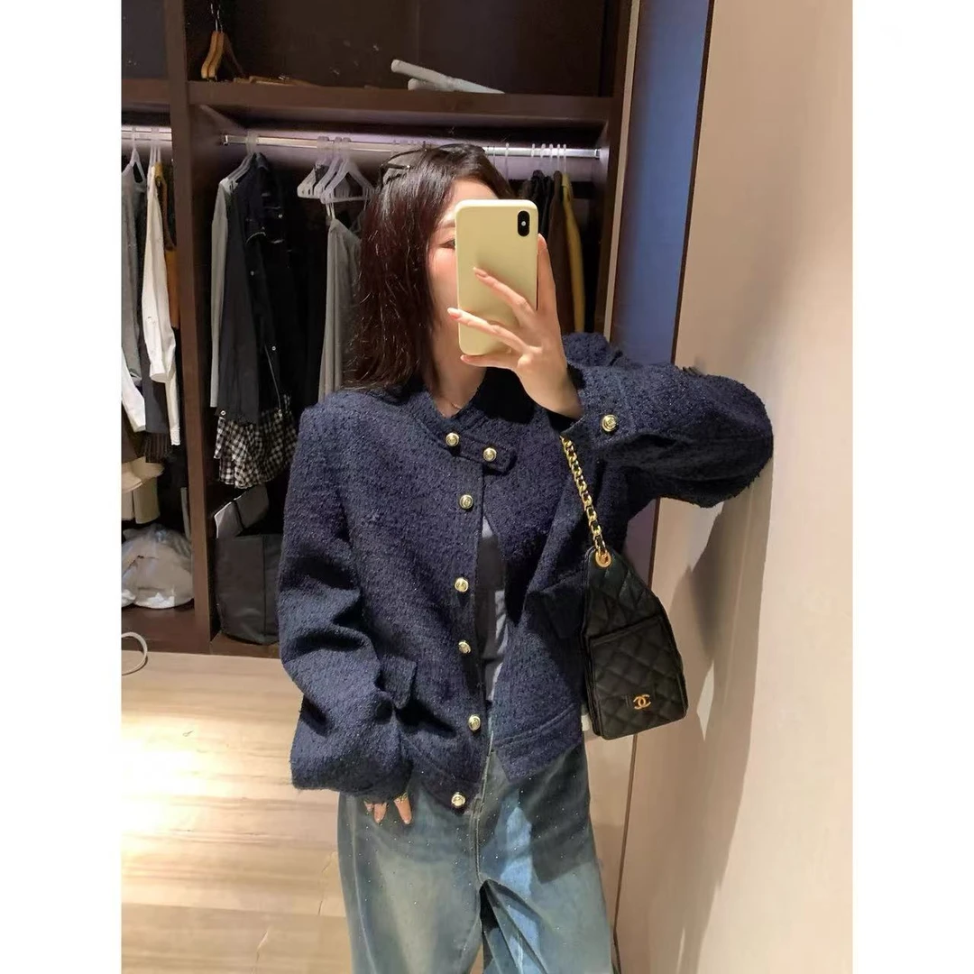 【NAZ微胖大码定制】编织粗花呢精致小香立领日常感显瘦外套