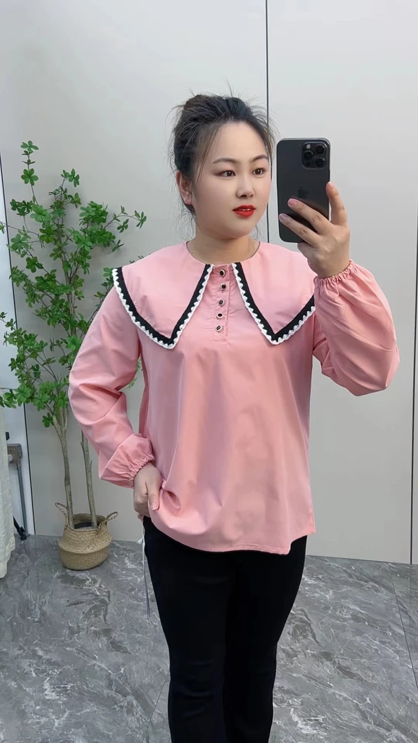 欧货设计感娃娃领蕾丝花边衬衫女春冬新款洋气宽松显瘦百搭打底衫