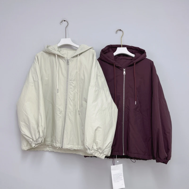 438冬季新品外套 时尚休闲百搭韩版宽松连帽纯色