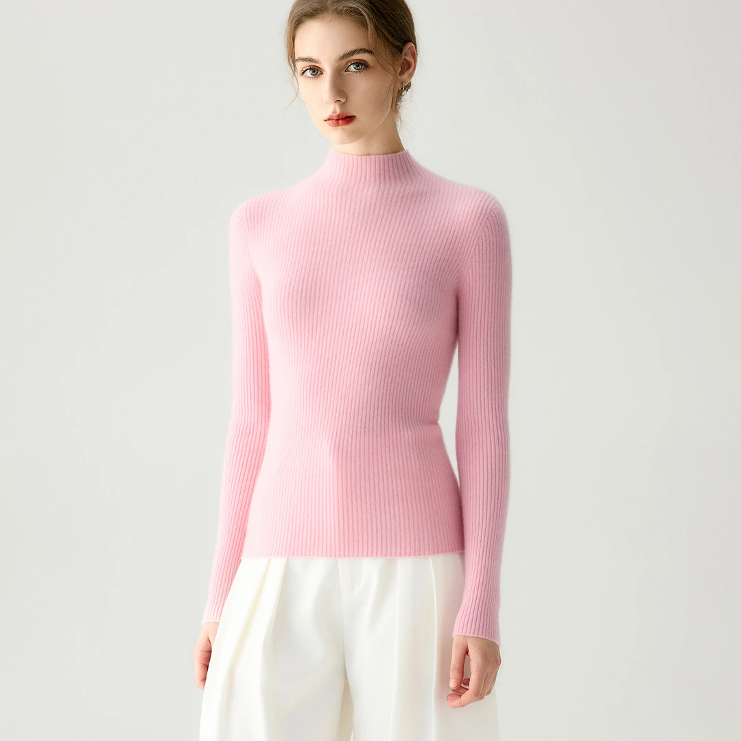 100%小山羊绒修身纯色抗起球半高领女羊绒衫打底衫秋冬长袖女士