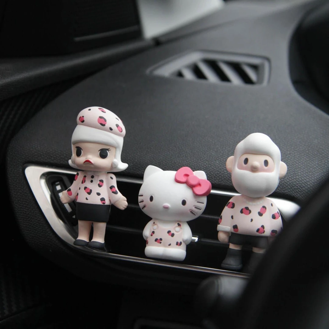 女生豹纹凯迪猫车载香薰香氛情侣出风口持久扩香石空调出风口装饰