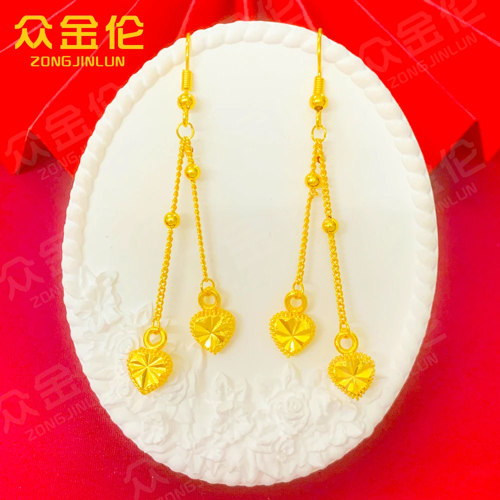 铜合金耳饰 时尚精美款【珠珠镭射双爱心耳钩】