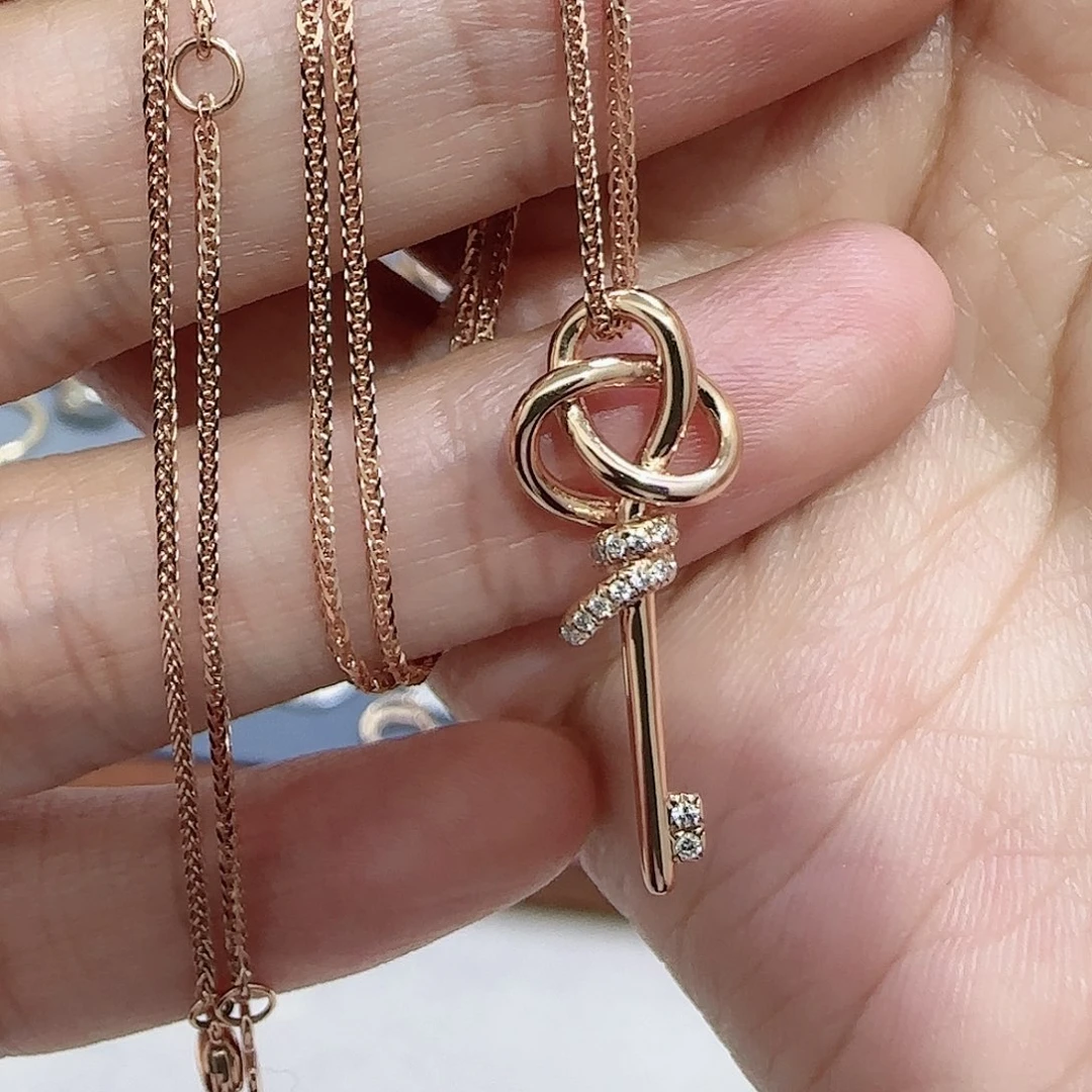 天然钻石项链18K金镶嵌