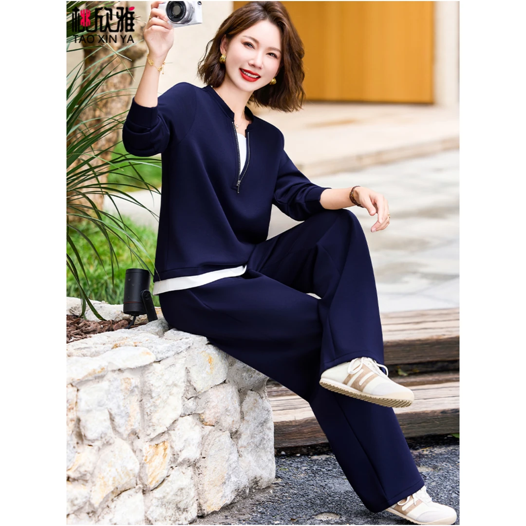 中老年运动套装女小个子妈妈秋装卫衣两件套气质2025新款洋气上衣