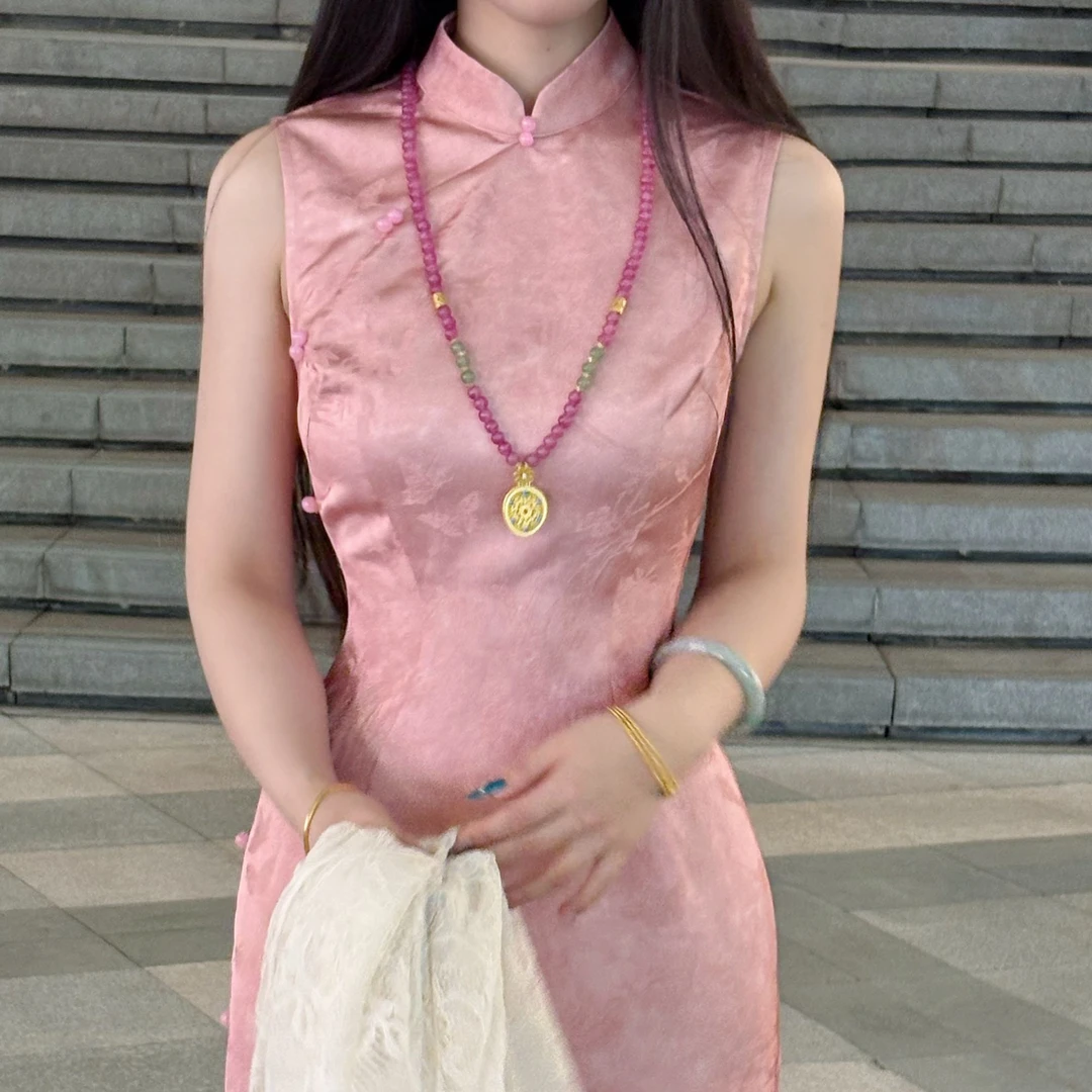 LHMknk1画报夫人原新中式国风高级富贵提花旗袍连衣裙  玉柔春