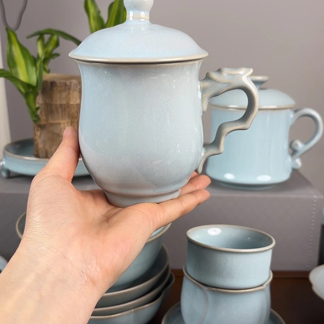 摆件天青色龙头杯全品