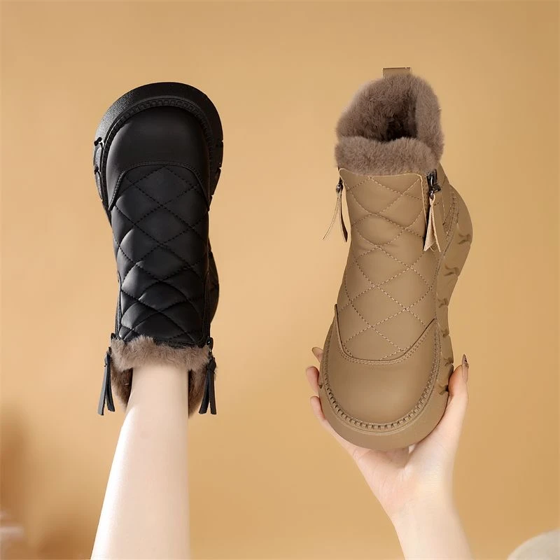 【质保一年】加绒加厚保暖雪地靴女防滑防水2025年冬季新款拉链短靴
