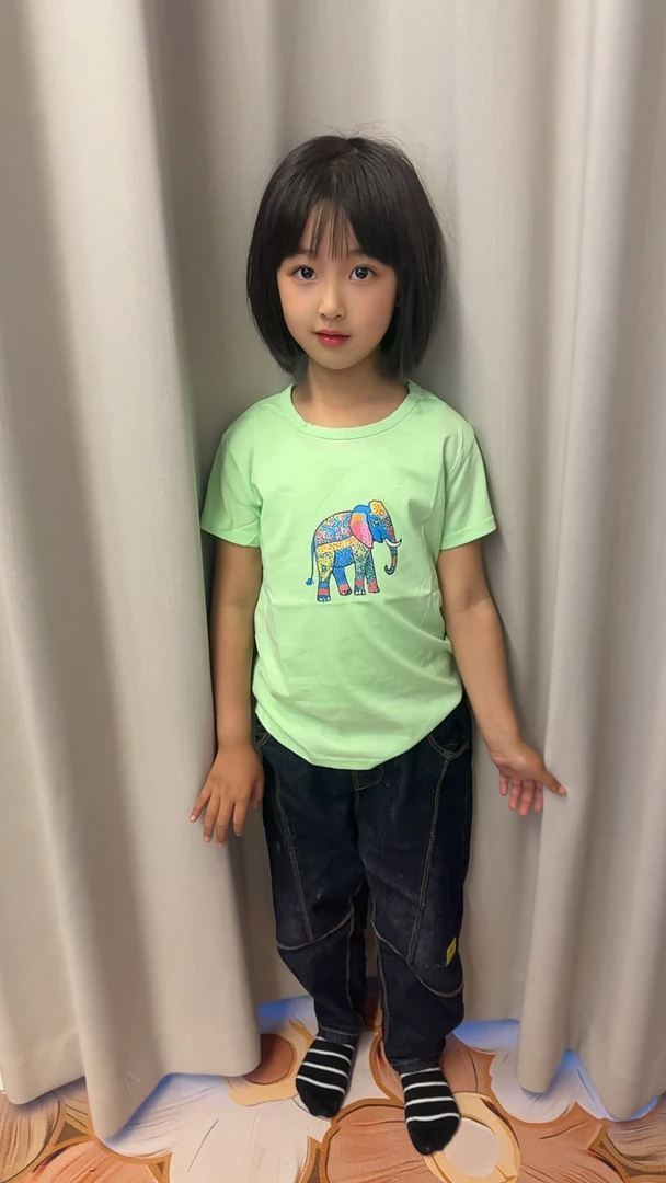儿童短袖 大象绿色