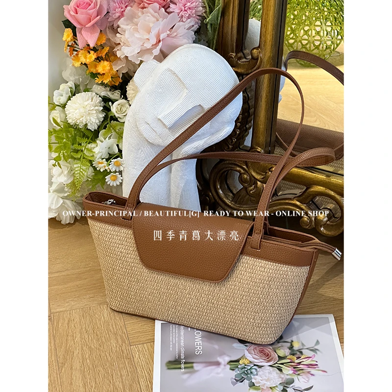 【大漂亮自制】2025新款复古休闲单肩托特编织包 W51BB189