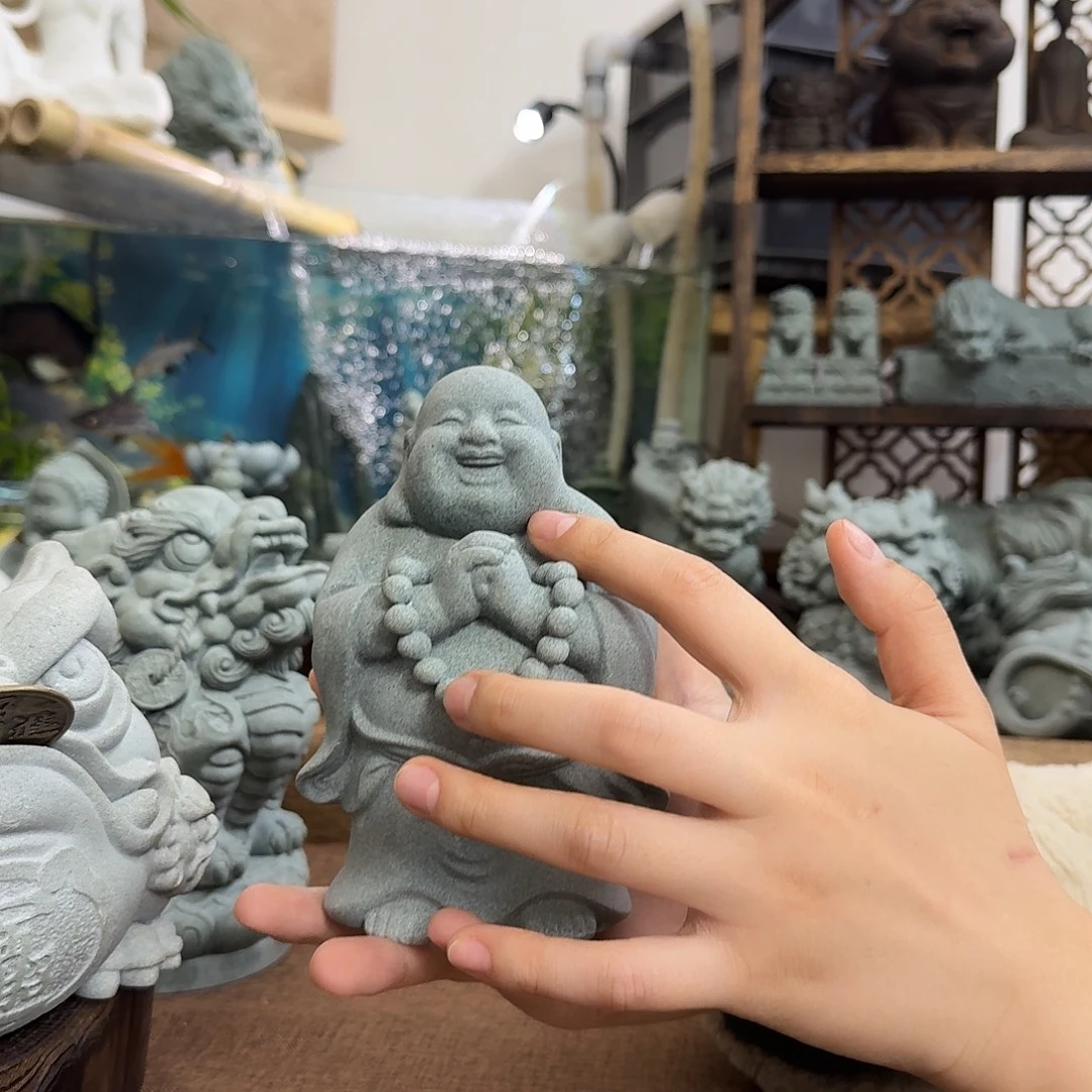 石材青砂石抱拳和尚